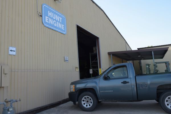 A company truck parked outside of Hunt Engine headquarters.