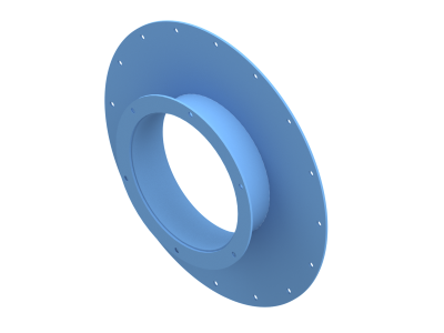 Rendering of a flanged intake for blower housing.